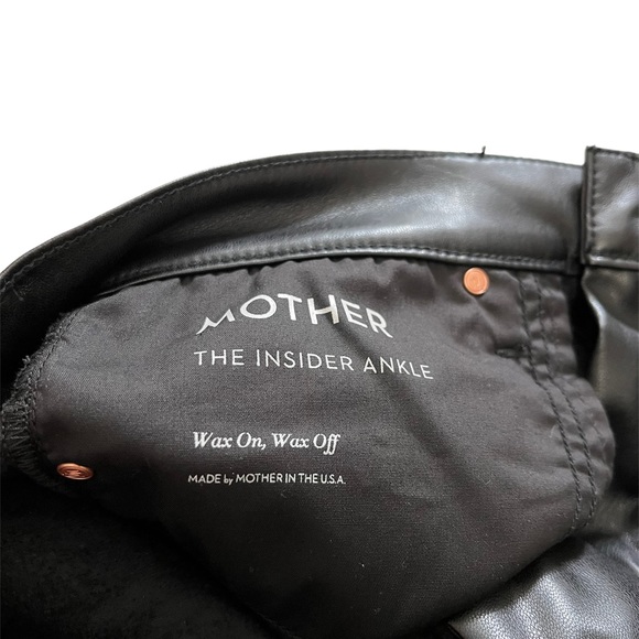 Mother Black Faux Leather Wax On Wax Off Insider Ankle Jeans Pants 32 NWT - Picture 4 of 5